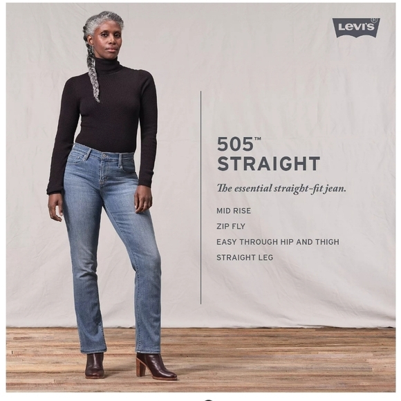 Levi's® 505™ Straight mid rise non distressed medium wash women's Jeans size 8 - Picture 7 of 7